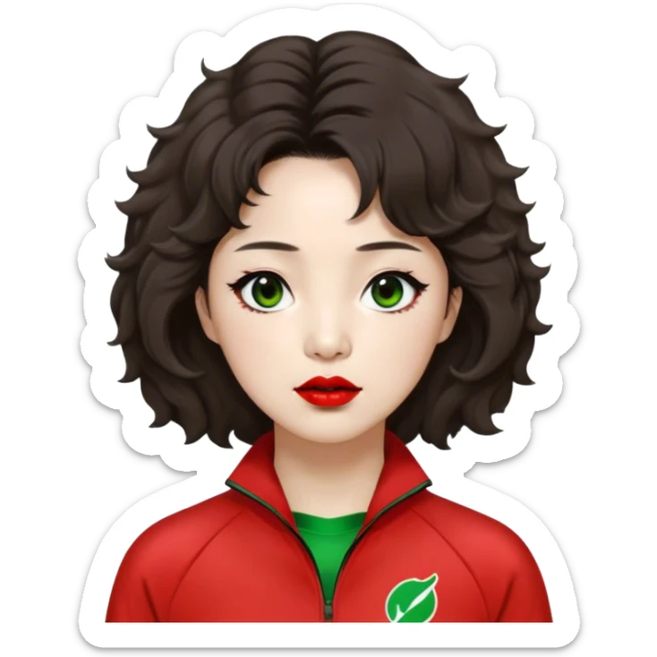 Han Mi-nyeo : Age: Late 60s
Appearance: A crazy woman with wrinkles, frizzy, messy dark brown hair and dramatic red lipstick.
Outfit: Green player tracksuit sticker