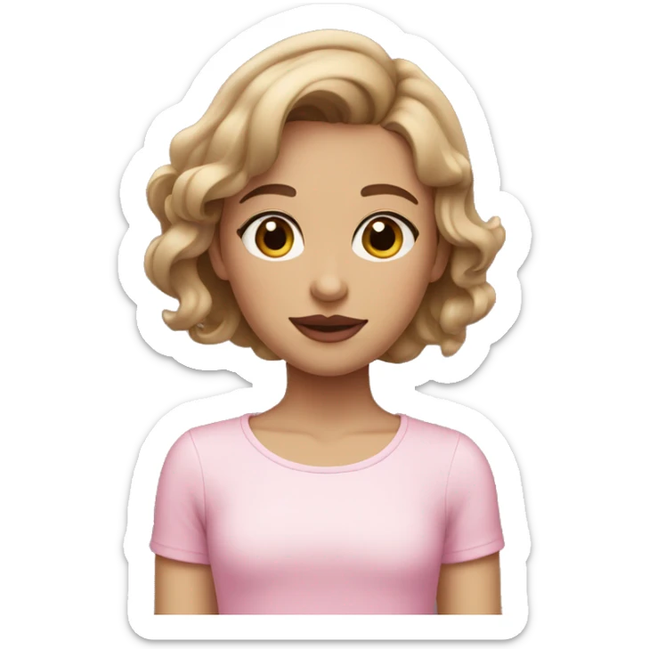A girl with hazel eyes and light brown hair and big pink lips  sticker