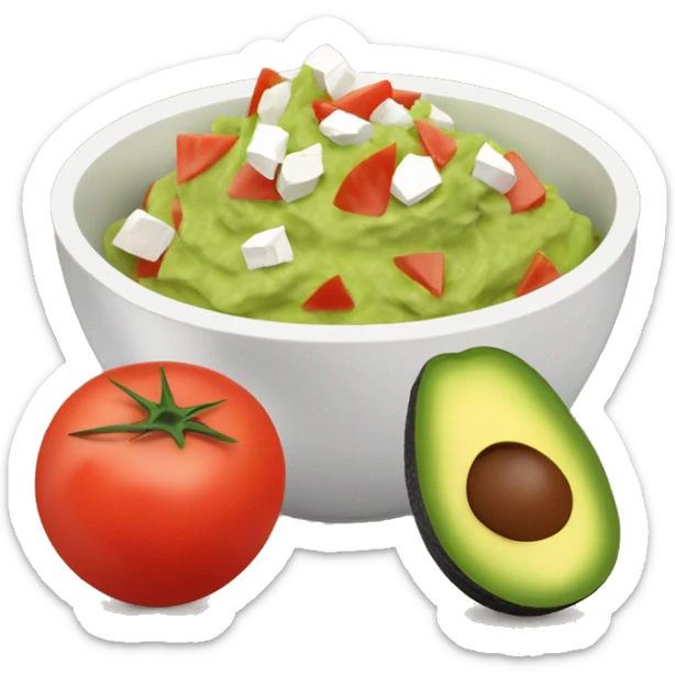Bowl with guacamole with diced tomatoes, feta cheese, salt and pepper and a bag of nachos  sticker