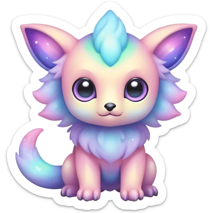 Cute adorable kawaii colorful pastel nebula fantasy animal hybrid Fakemon full body big eyes  sticker