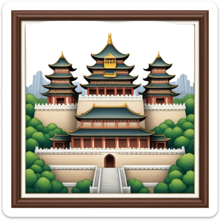 Cinematic Realistic Imperial City of Hu·∫ø Landmark Emoji, showcasing historic palaces and temples rendered with intricate textures and regal, soft lighting. sticker