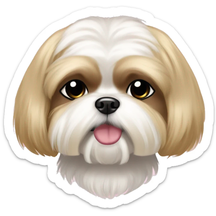 golden cream shih tzu white girl cute medium hair pink bow sticker