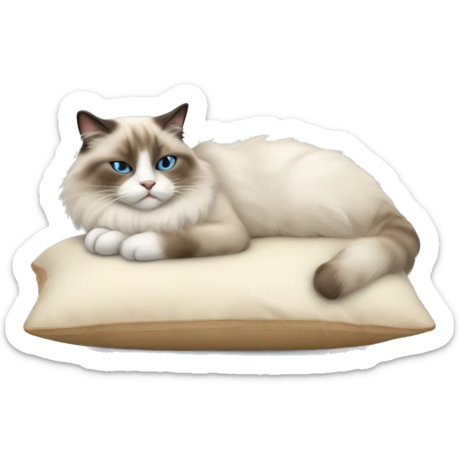 ragdoll cat sleeping on a pillow sticker
