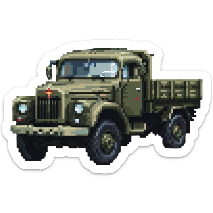 ZIL 130 truck, vintage Russian military truck sticker