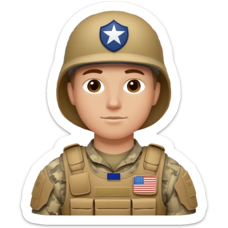 generate realistic white american soldier in body armor and full uniform with small usa flag on shoulder sticker