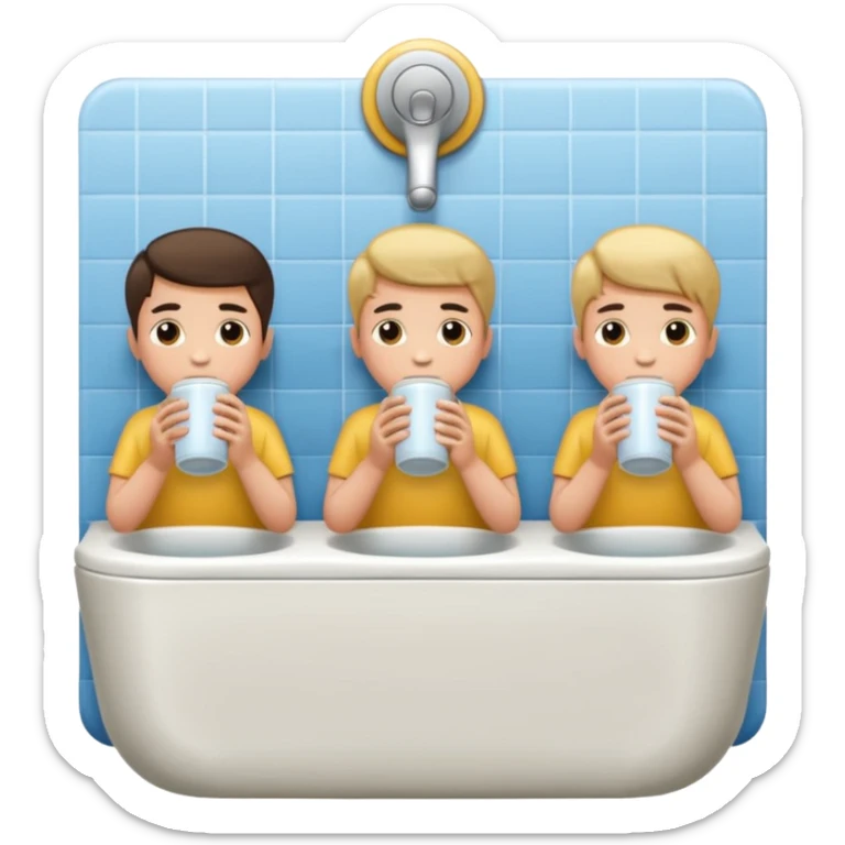 varios meninos sentado no vaso sanitário de um banheiro publico  sticker