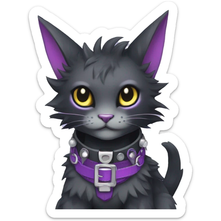 cool cute pretty black punk grey Purple ethereal fantasy nargacuga-bat-cat-Fakemon spiked collar harness full body sticker