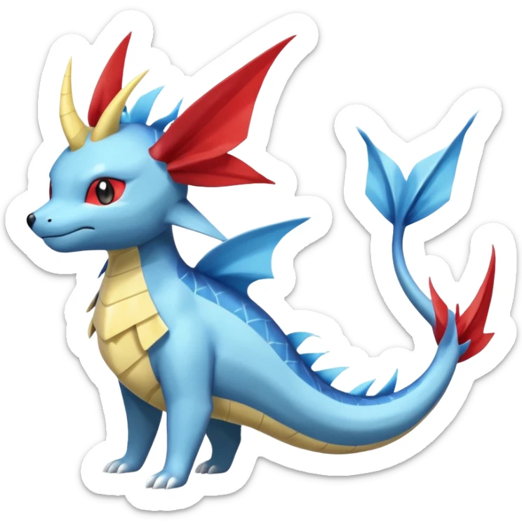 Manectric-Vaporeon-Salamence-Electrike-Furfrou-koi-Fakemon-fusion, full body sticker