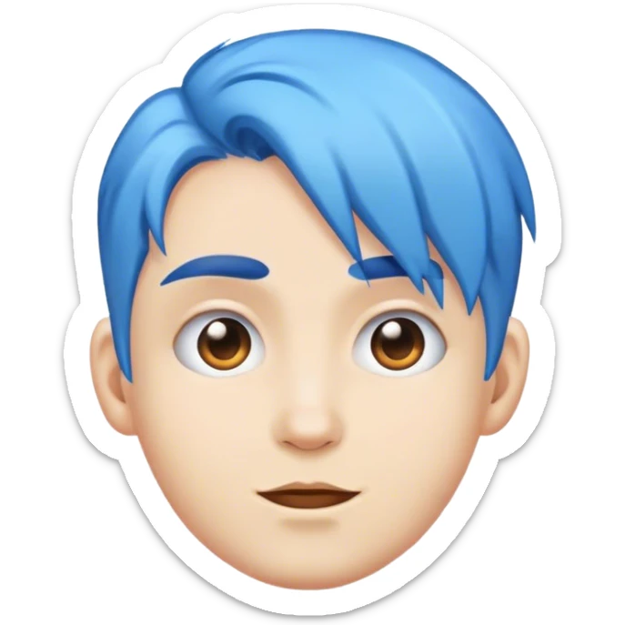 A real person face emoji and hair is a blue brain sticker
