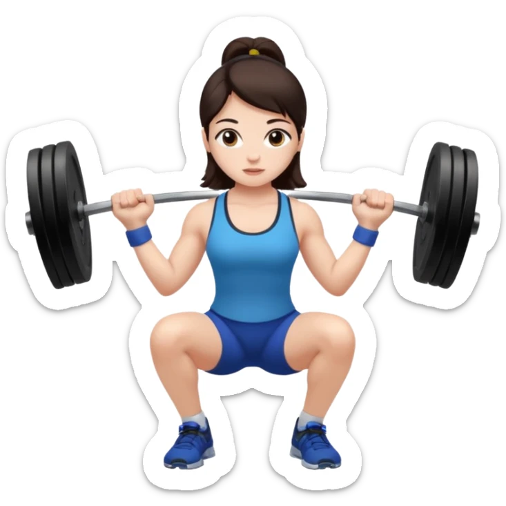 girl weightlifting at the gym dark brown hair  sticker