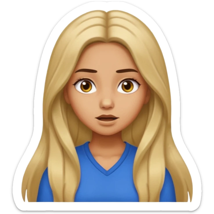 pretty long hair girl middle parted, amazed, good clothes, tanned, baddie sticker