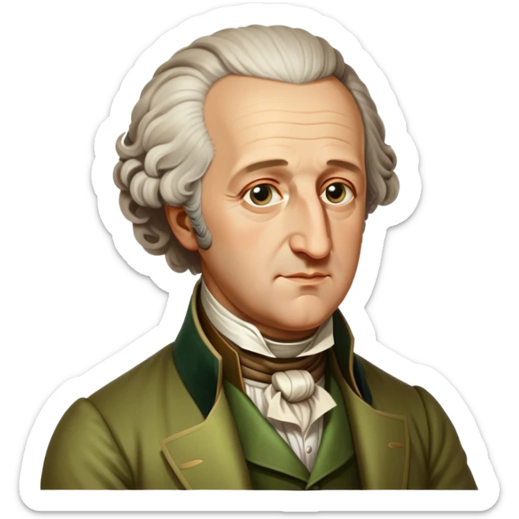 Cinematic Realistic Johann Wolfgang von Goethe Portrait Emoji, depicted as an intellectual literary giant with a thoughtful gaze and refined attire, rendered with detailed textures and warm classical lighting that captures his enduring literary influence. sticker