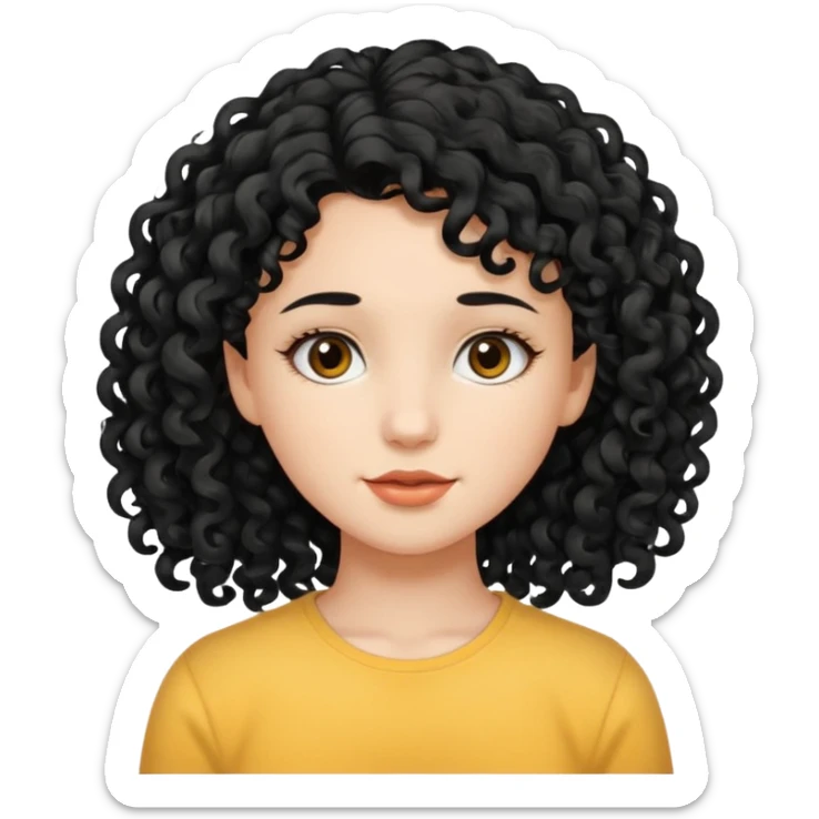 Faça uma garota zombeteiro de cabelo cacheado preto e uma mecha descolorido do lado esquerdo sticker