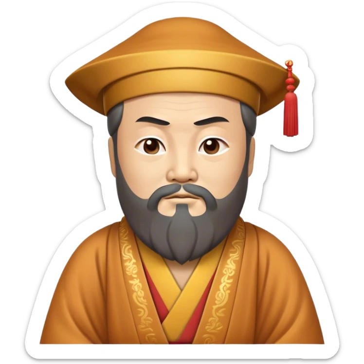 Cinematic Realistic Confucius Portrait Emoji, depicted as a wise ancient philosopher in traditional robes with a serene, contemplative expression, rendered with soft timeless textures and harmonious natural lighting that captures his enduring wisdom. sticker