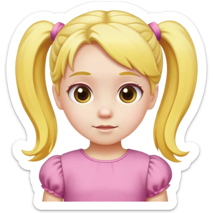 A yellow haired with Pink dress With 2 ponytails little girl sticker