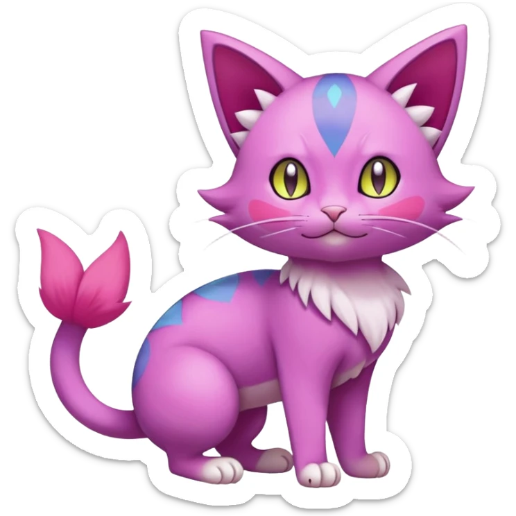 Elemental Exotic Colorful Fantasy Purrloin-Skitty-Pokémon-Fakémon-hybrid-creature (full body) sticker