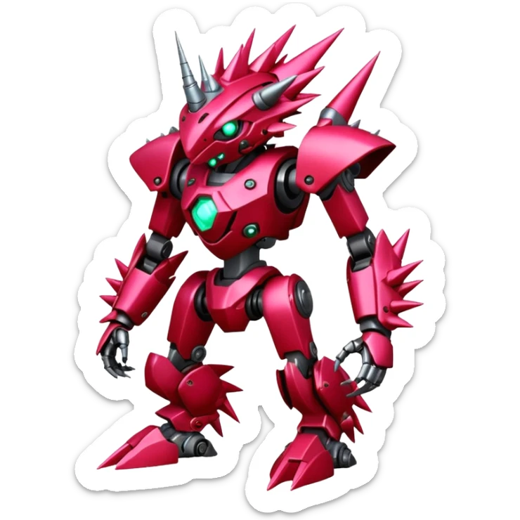 Edgy spiky faulty rue ruby Tropical Futuristic Modern Mecha-Fakémon-hybrid-creature (full body)  sticker