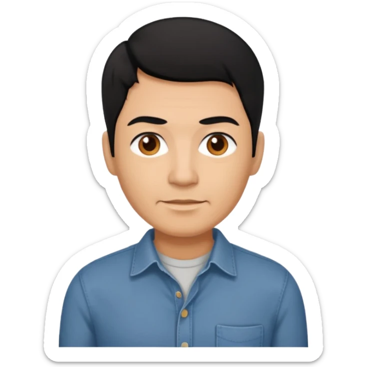 great job, now i would like a middle aged dark brown person with black hair on head in casual shirt sticker