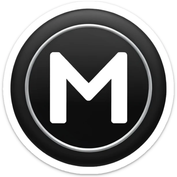 Black circle with “MB” written on in the middle of it. Nothing else no holes or anything. sticker