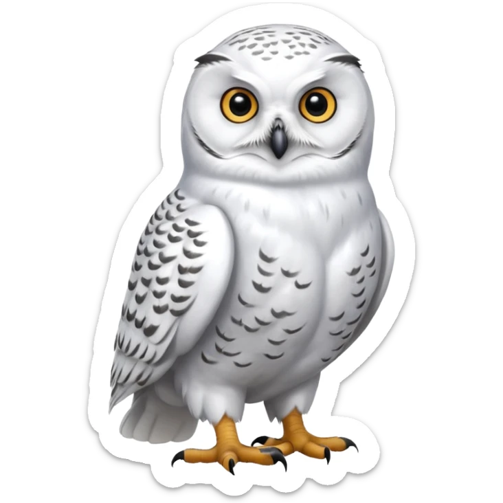 Realistic wild natural elegant pretty beautiful handsome snowy owl, full body, hyper-realism sticker
