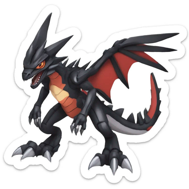  Cool Edgy Black Digimon-Fakemon-Guilmon-Velociraptor-Dragon-Mecha full body sticker
