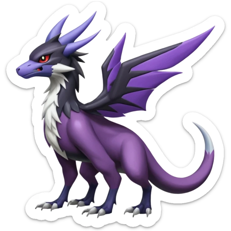 Shiny Noivern-Nargacuga-Mightyena-Silvally-Fakémon-hybrid-creature (full body)  sticker