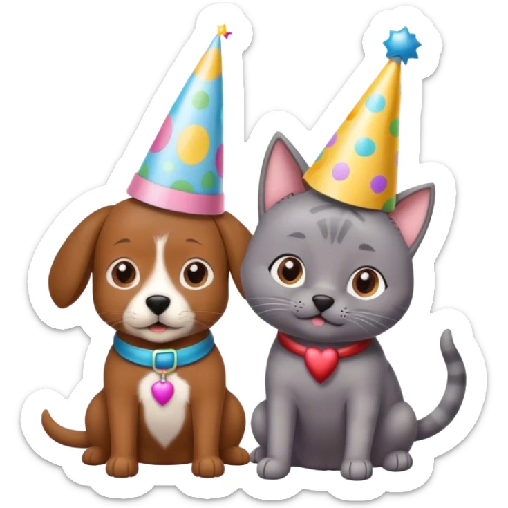 Happy birthday cat and dog sticker
