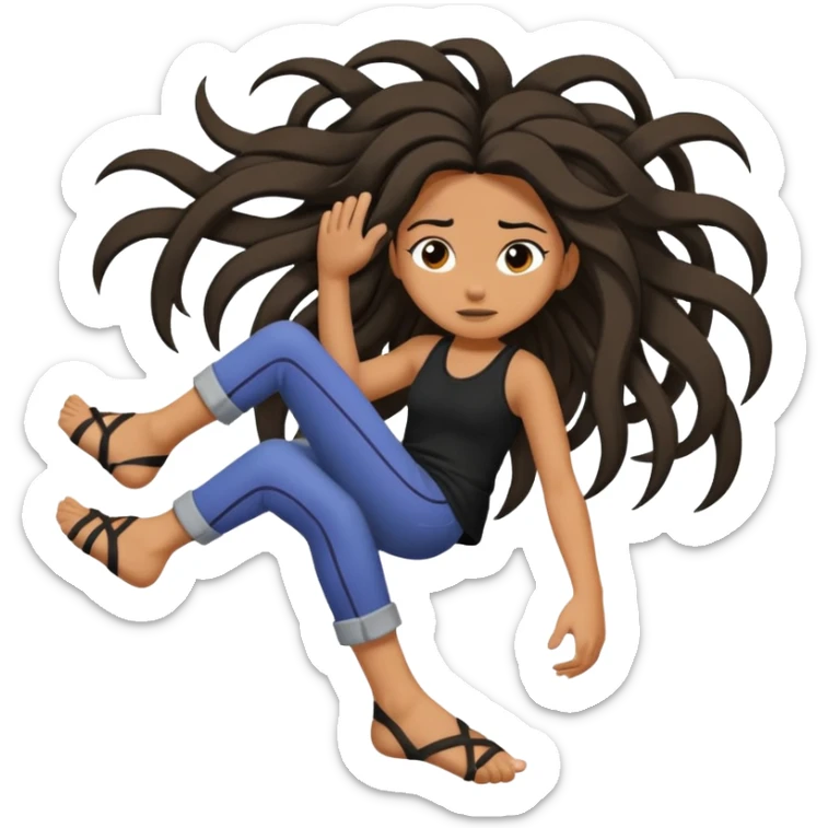 a foot placed on a girl's hair as if the foot were crushing her head sticker