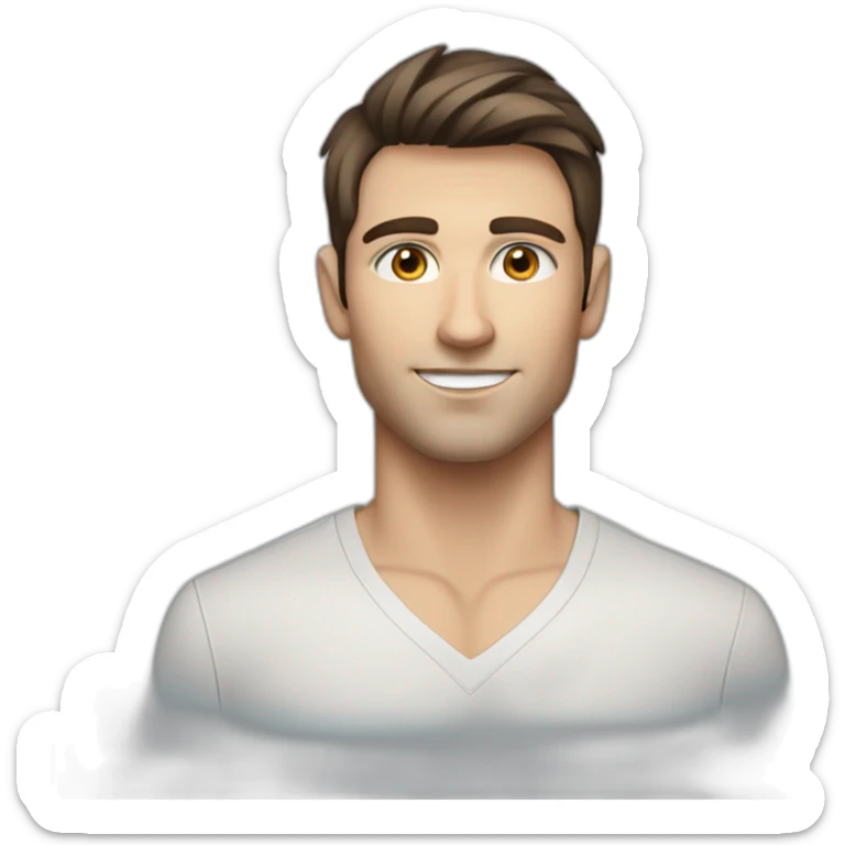 blue eyed, good looking Caucasian, athletic male with dark brown clean cut hair sticker