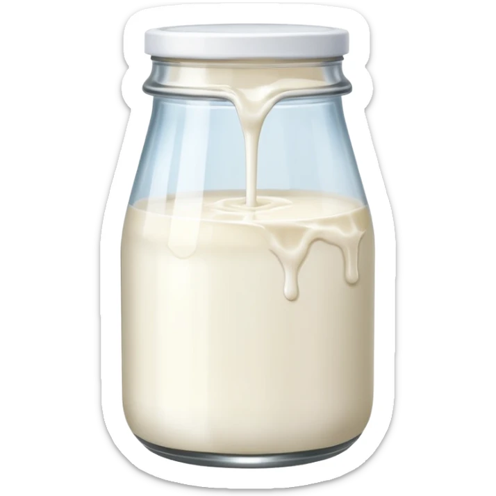 a jar of milk but the top is sticky and its dripping sticker