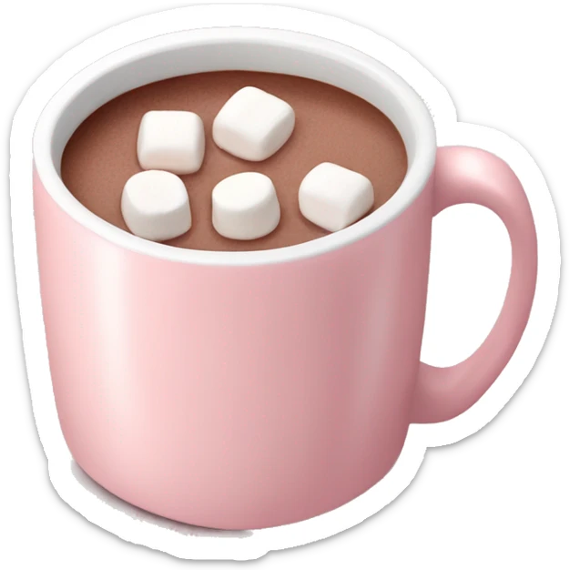 Light Pink mug of hot chocolate with marshmallows  sticker