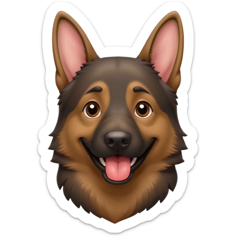cartoon style dark German Shepherd dog with longer tongue hanging out  sticker