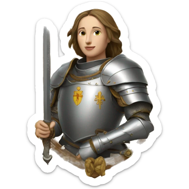 Joan of Arc in front of the coat of arms of the house of anjou sticker