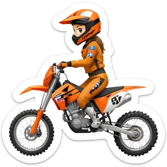 Motocross ktm orange dirt bike with 5”1’ girl on it sticker