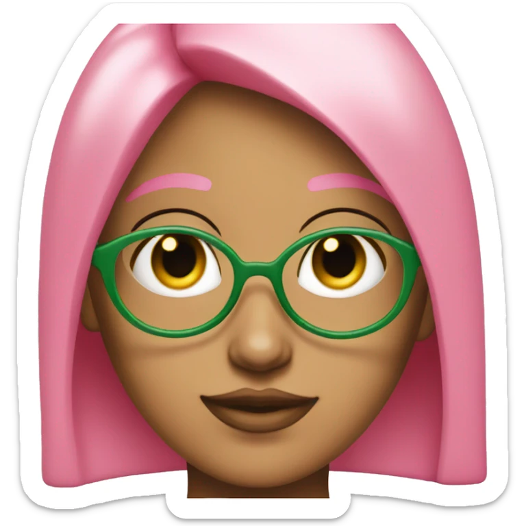 pink girl with four eyes and green straight hair sticker