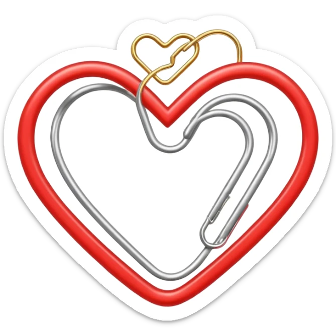 the heart is made from a paper clip, one side is gold and the other is silver sticker