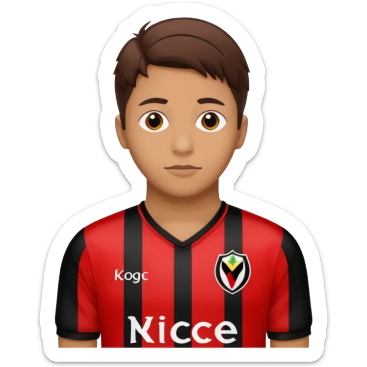 Supporter de L’ogc Nice. Maillot de foot rouge et noir (bandes) logo Kappa. Et logo de L’ogc Nice original. sticker