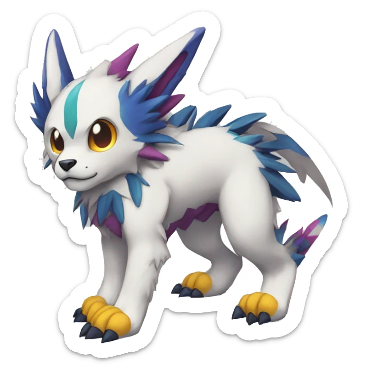 cute cool edgy Digimon-Fakemon-animal with colorful markings full body sticker
