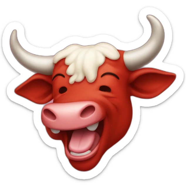 bull red in color is laughing tears coming out of eyes sticker