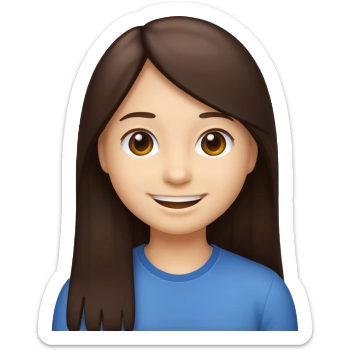 Make an emoji with long straight dark brown hair sticker