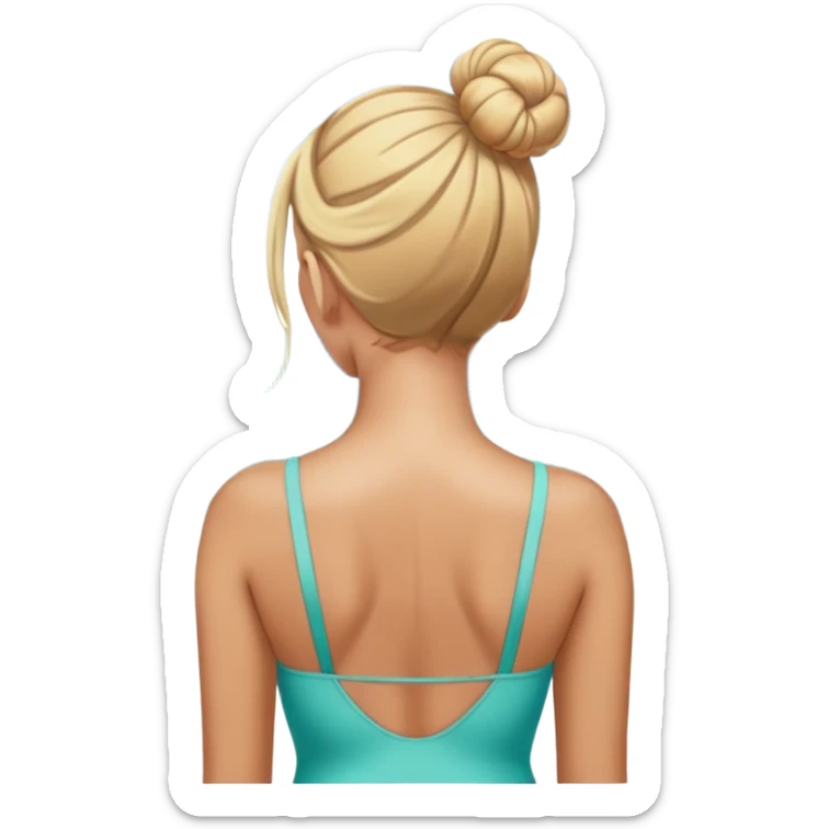 Woman in bathing suit looking at ocean with blonde hair in bum from back from shoulders up sticker