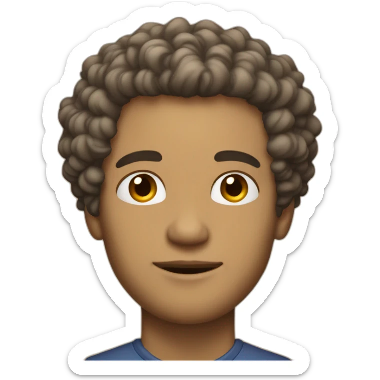 light skin man with strong jawlines with big curly hair and faded sides sticker