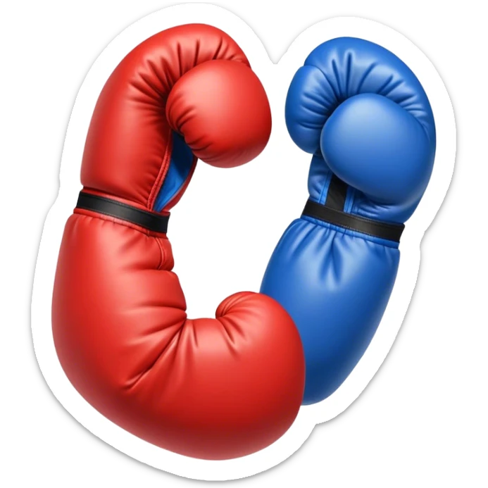 One red boxing glove and one blue boxing glove bumping fist sticker