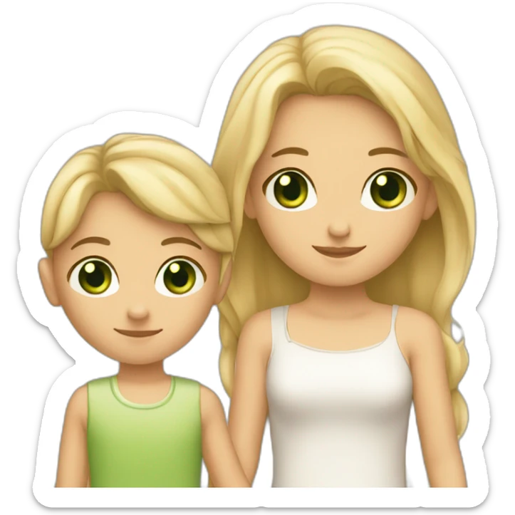 blonde girl with tan skin and green eyes holding hands with boy with brown hair and hazel eyes sticker