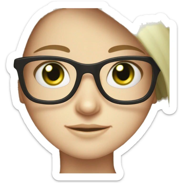 Pale freckled long haired Brunette girl with green eyes and glasses sticker