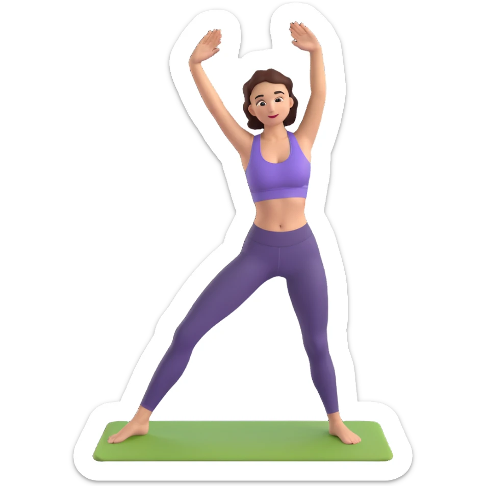 A woman standing in a tree pose (Vrksasana), wearing a sport bra and leggings in color C52975 sticker