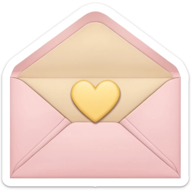 envelope with a heart seal in soft pink, beige and yellow pastel colors sticker