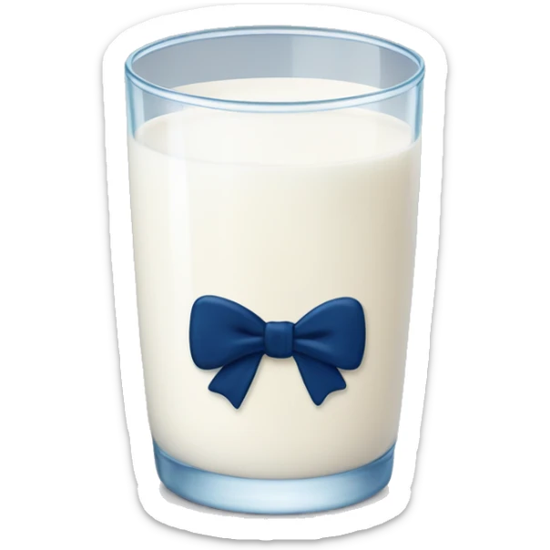 Glass of milk with a navy blue bow wrapped around the glass  sticker