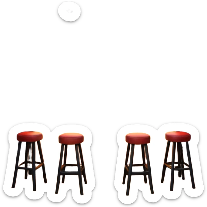A 3D cartoon bar interior with a counter, glowing shelves of colorful bottles, tall stools, and hanging lights, warm ambient lighting, realistic reflections, Memoji-style. Photo Frame. Negative : Transparent. sticker