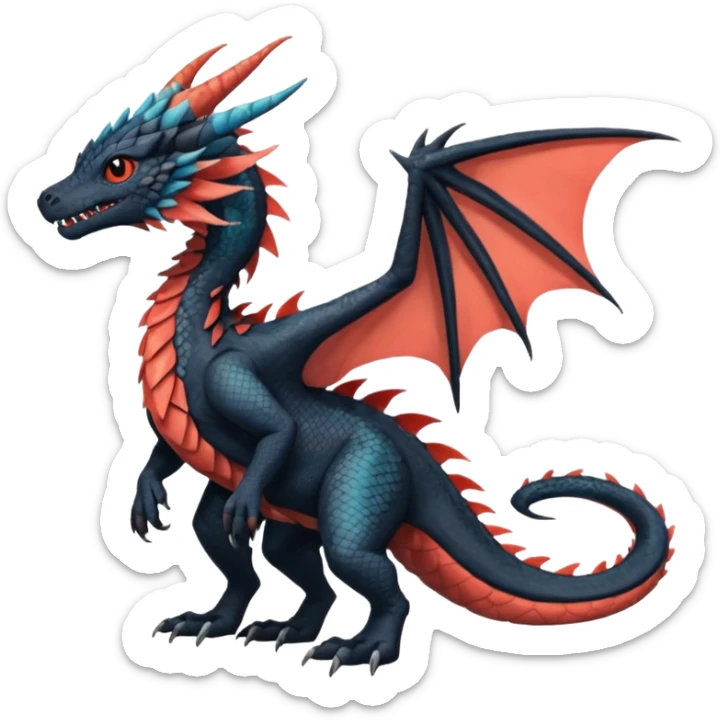 Dutch-Angel-Dragon-Trico-Nargacuga-Salandit-Drudigon-fusion-animal-creature, full body  sticker